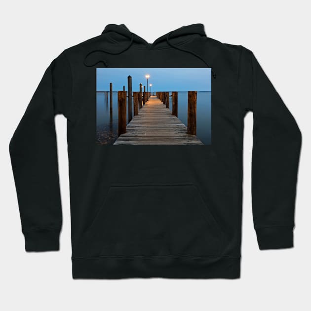 Blue Hour Pier - Havre de Grace Hoodie by somadjinn